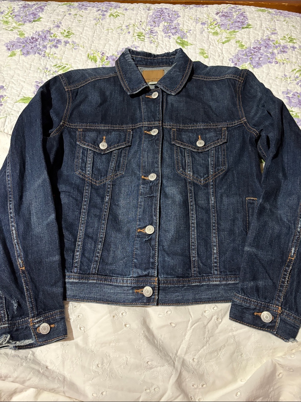 American Eagle Outfitters Dark Blue Denim Jean Jacket